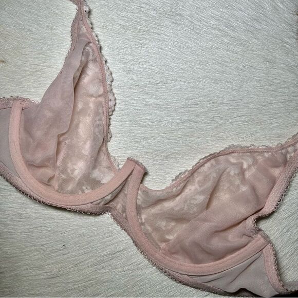 Free People Intimately neutral pink floral embroidered underwire bra size 36B - Picture 5 of 7